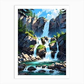 Waterfall Painting Art Print