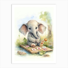 Elephant Painting Board Gaming Watercolour 2 Art Print