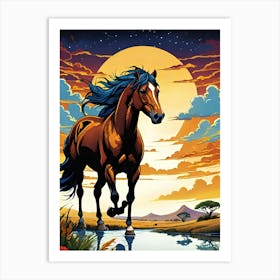 Horse By The Water Art Print