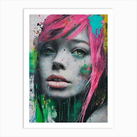 Girl With Pink Hair 1 Art Print