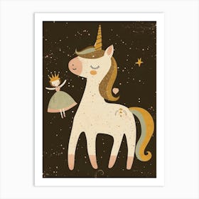 Unicorn & A Princess Muted Pastels Art Print