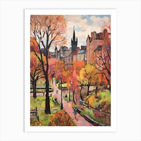 Autumn City Park Painting Princes Street Gardens Edinburgh 1 Art Print