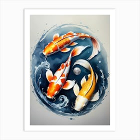 Koi Fish Yin Yang Painting (11) Art Print