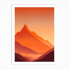 Misty Mountains Vertical Composition In Orange Tone 375 Art Print