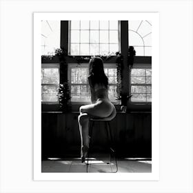 Woman In Window Feminist Black And White Girls Bathroom Art Print