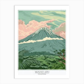 Mount Apo Philippines Color Line Drawing 3 Poster Art Print