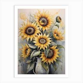 Sunflowers In A Vase Art Print