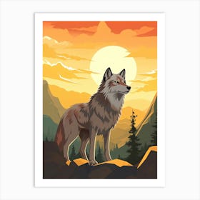 Wolf At Sunset Art Print