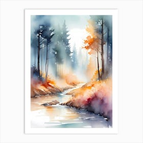 Watercolor Of A River 3 Art Print