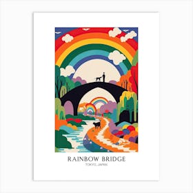 Rainbow Bridge, Tokyo, Japan, Colourful Travel Poster Art Print