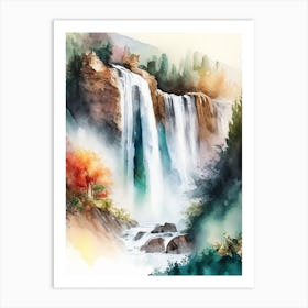 Düden Falls, Turkey Water Colour  (1) Art Print