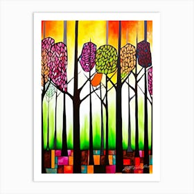 Forest View - Colorful Forest Trees Art Print