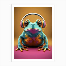 Frog With Headphones 5 Art Print