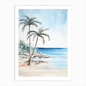 Watercolour Of Paradise Beach   Mykonos Greece 0 Art Print