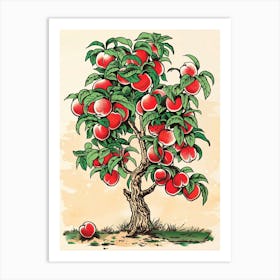 Peach Tree Storybook Illustration 2 Art Print