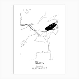 Stans,Switzerland Minimalist Map Art Print