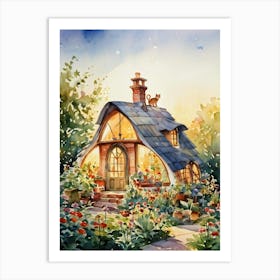 Cat Shaped House With Slanted Feline Like Roof Resembling An Arched Back Windows Forming Eyes Tai Art Print