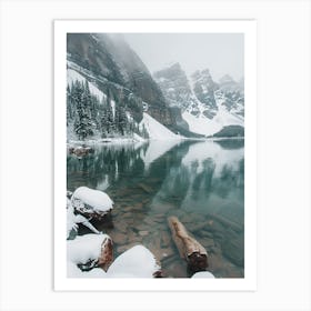 Snowy Lake In Banff National Park Art Print