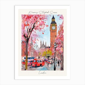 Poster Of London, Dreamy Storybook Illustration 1 Art Print