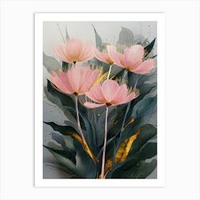 Pink Flowers In A Vase Art Print