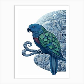 Pistachio Blue Parrot Art Print