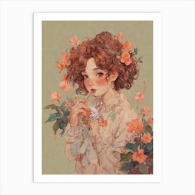 Girl With Flowers 8 Art Print