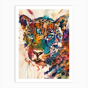 Jaguar Colourful Watercolour 2 Art Print