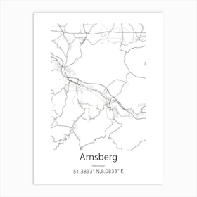 Arnsberg,Germany Minimalist Map Art Print