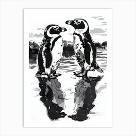 African Penguin Admiring Their Reflections 1 Art Print