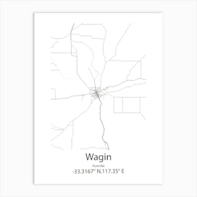 Wagin,Australia Minimalist Map Art Print