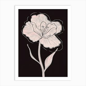 Gladioli Line Art Flowers Illustration Neutral 20 Art Print