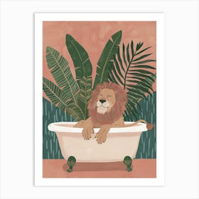 Bathtub Lion Mid Century Art Print