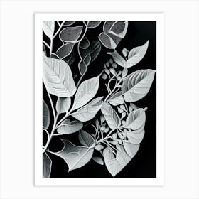 Eucalyptus Leaf Linocut Art Print