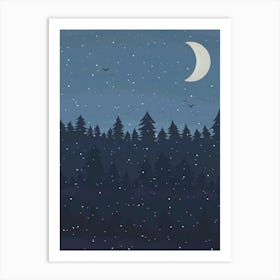 Night Sky With Trees Art Print