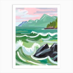 Waves And Rocks Art Print