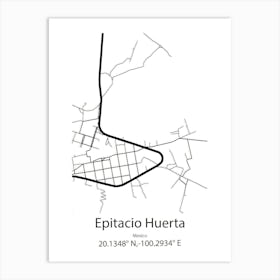 Epitacio Huerta,Mexico Minimalist Map Art Print