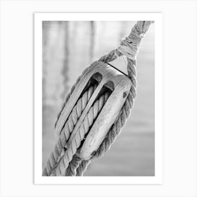 Black And White Photo Of A Rope Art Print