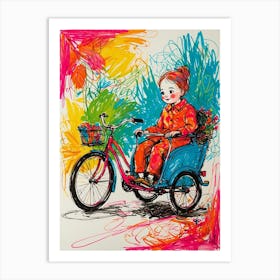 Chinese Girl On A Bike Art Print