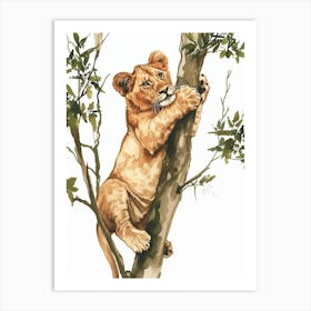 Barbary Lion Crossing A River Clipart 3 Art Print
