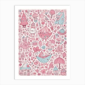 Pink Doodles Art Print