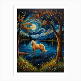 Horse At Night 1 Art Print