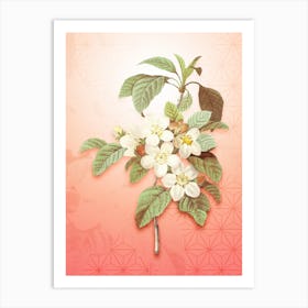 Apple Blossom Vintage Botanical in Peach Fuzz Asanoha Star Pattern n.0232 Art Print