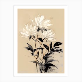 Chrysanthemum Ink On Paper Drawing 1 Art Print
