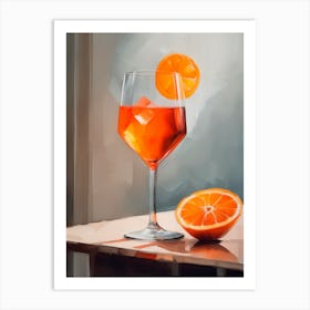 Aperol Spritz Cocktail With Orange On The Side Art Print