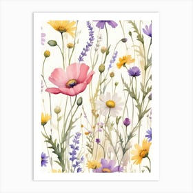 Colorful Flowers Watercolor Painting 1 Art Print