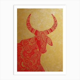 Red Cow Art Print