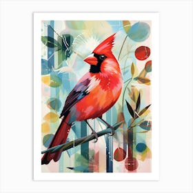 Bird Painting Collage Cardinal 3 Art Print