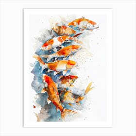 Koi Fish Watercolor Painting Art Print