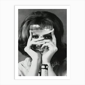 Woman Looking Through Wine Glass Art Print