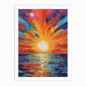 Sunset In The Ocean Painting Art Print